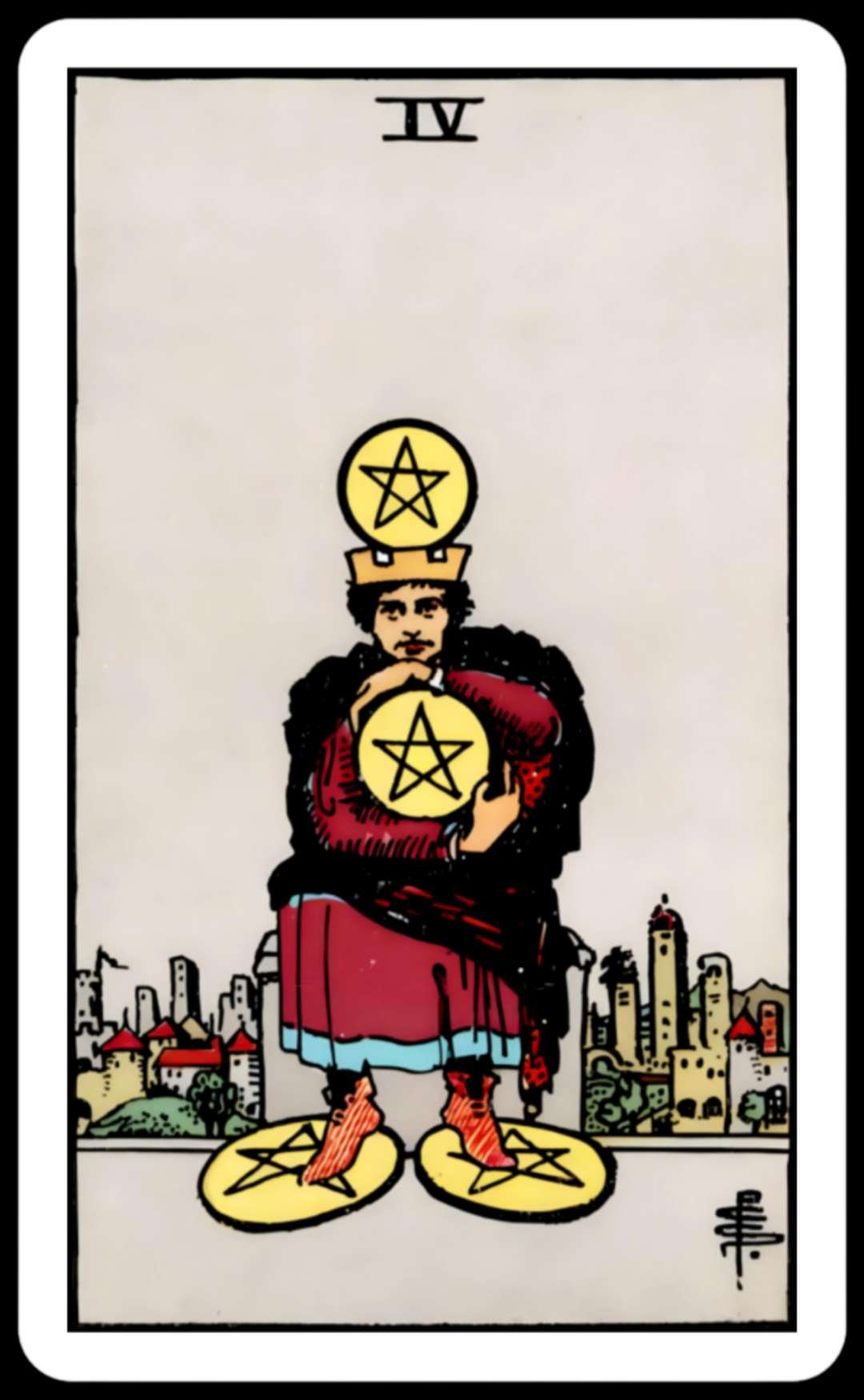 Four of Pentacles Tarot Card Meaning： Control, Possession, and Balance